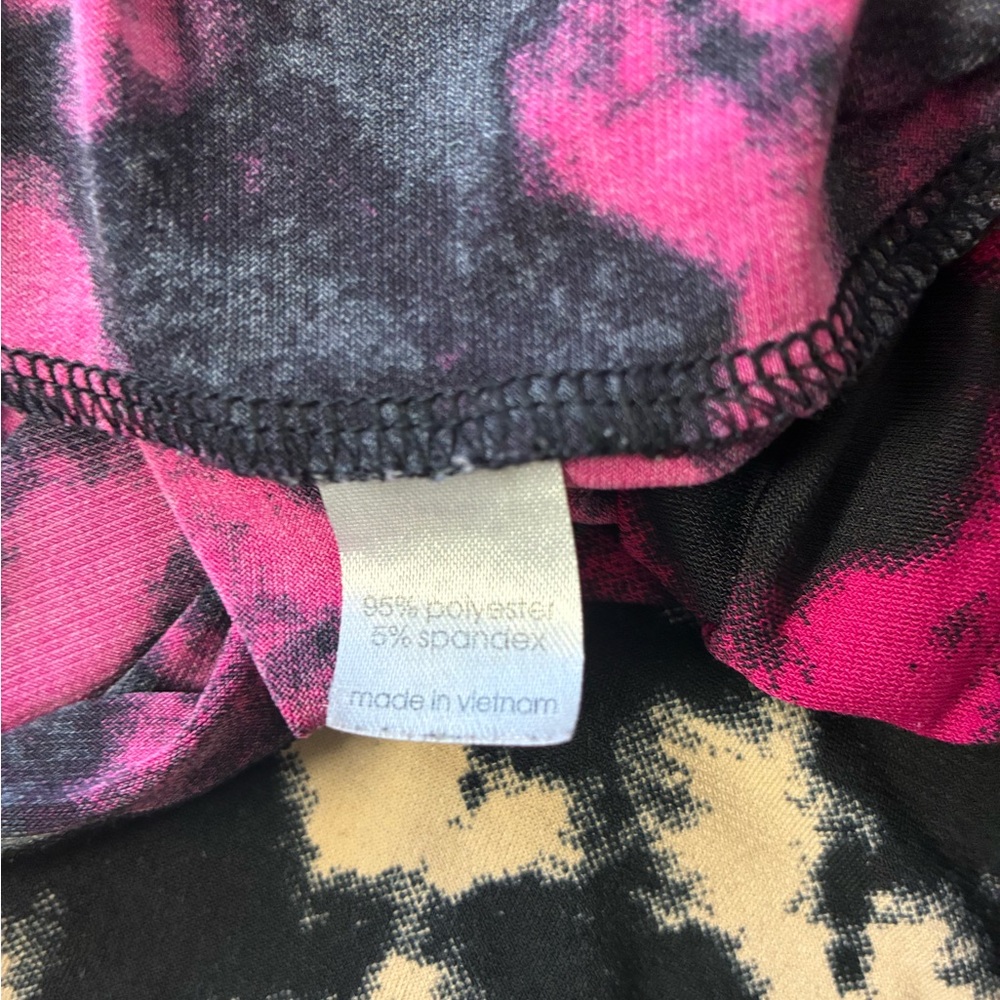 Lane Bryant Black Cream and Fuchsia Tie-Dye Tiered Midi Dress - Picture 14 of 15